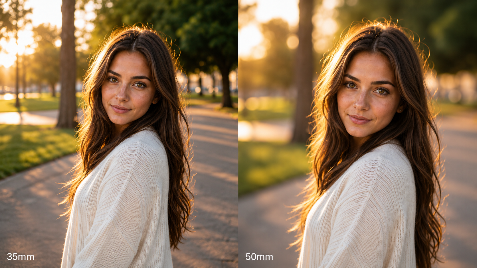 35mm versus 50mm lens portrait comparison